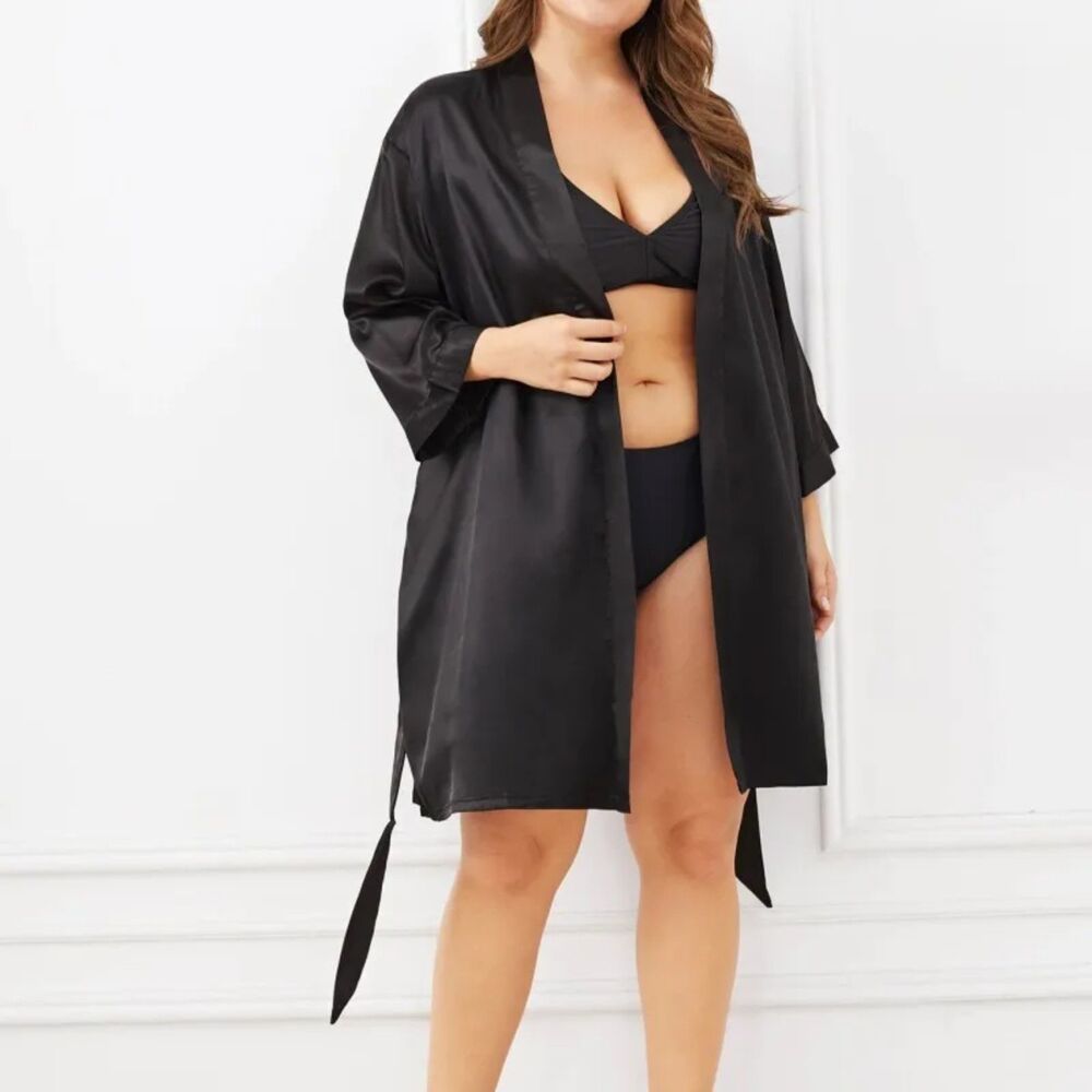 Women's black Robe Plus size